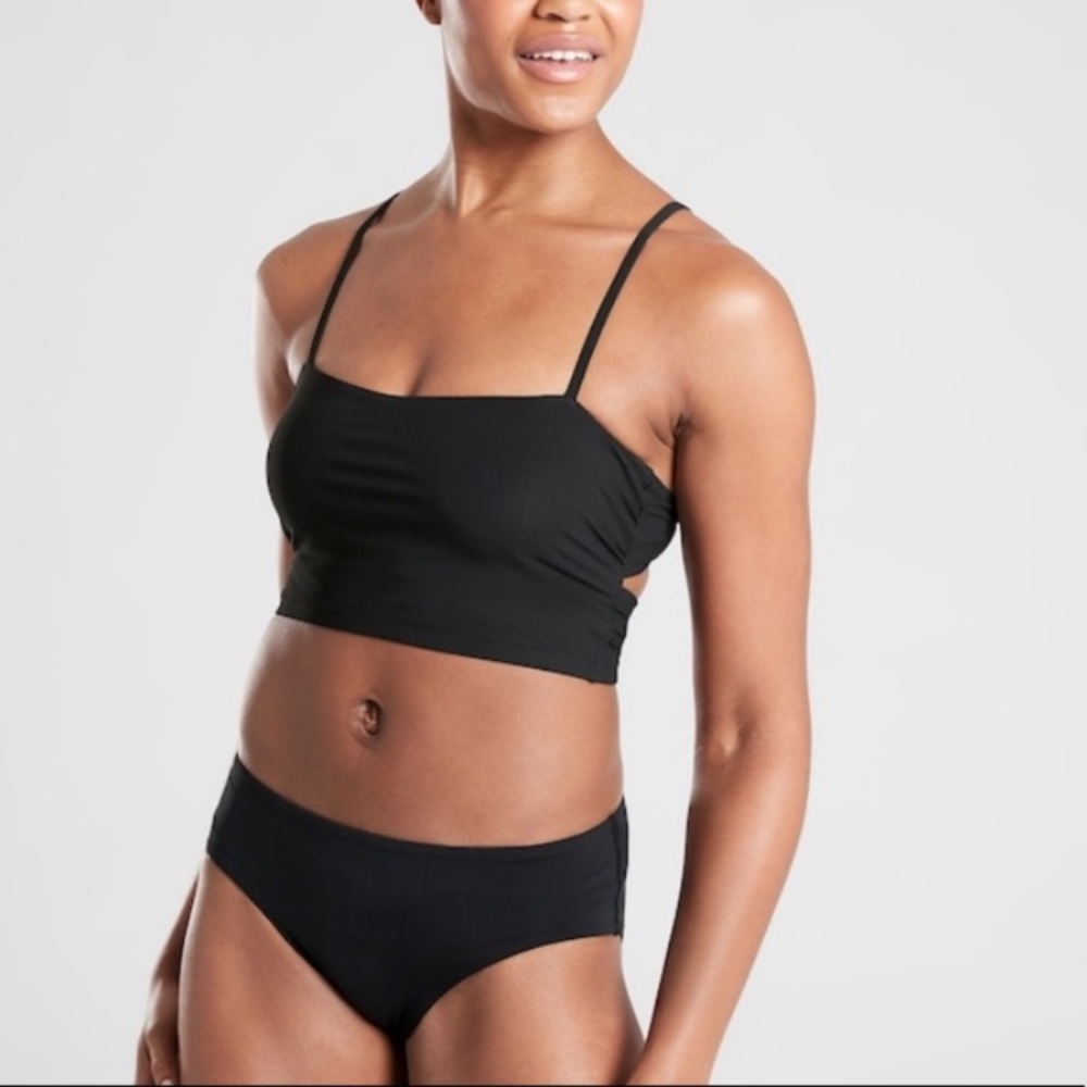 Athleta Shirred Bra Cup Longline Bikini Top 34 D